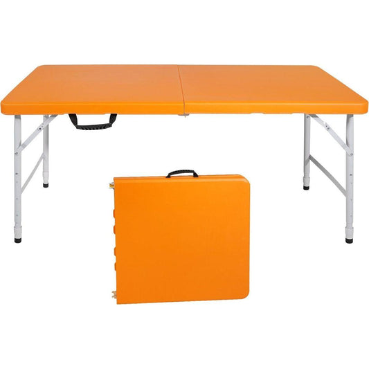 4ft Orange Portable Folding Table Indoor&Outdoor Maximum Weight 135KG Foldable Table for Camping