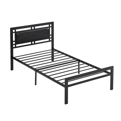 Twin Size metal bed Sturdy System Metal Bed Frame, Modern style and comfort to any bedroom, black