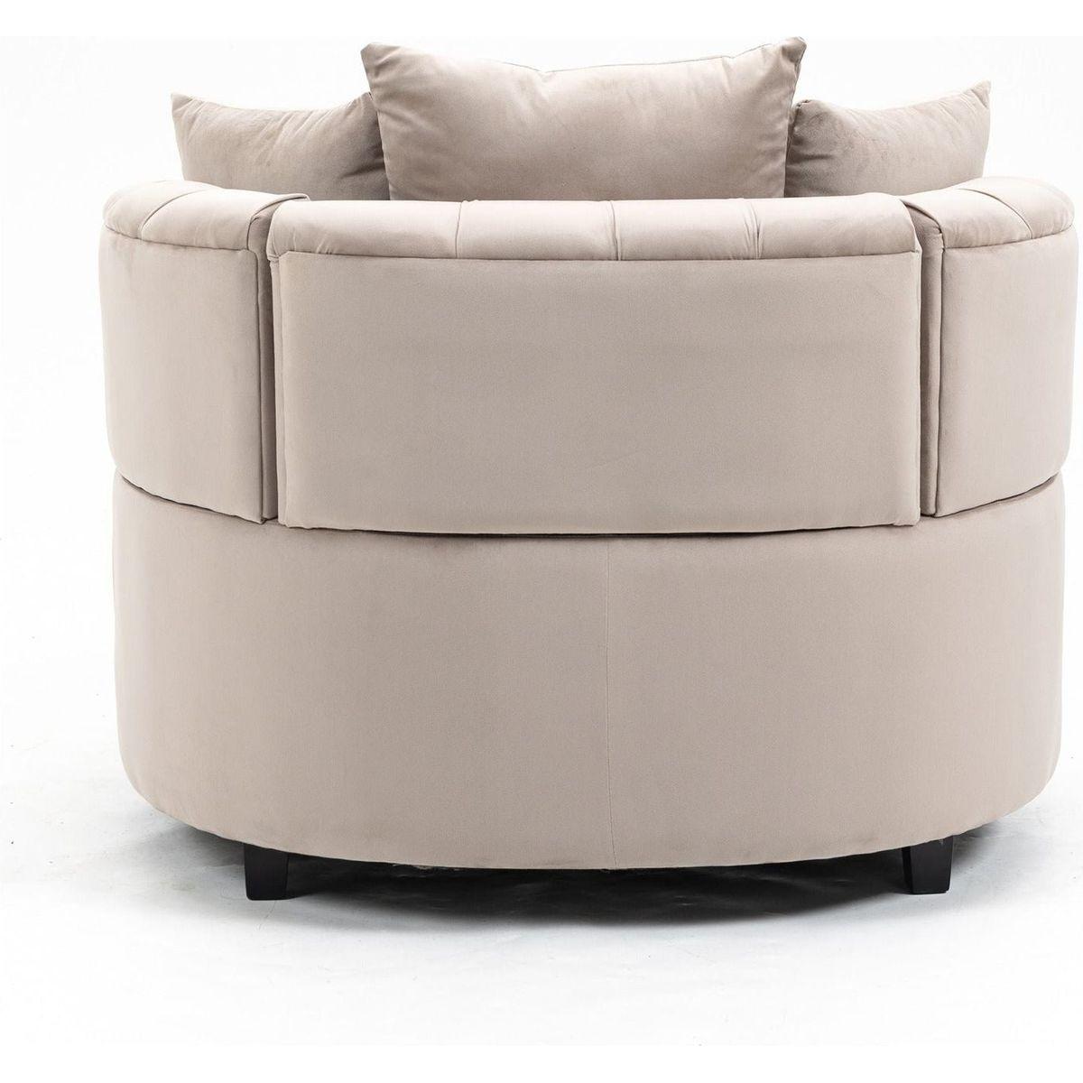 Accent Chair / Classical Barrel Chair for living room / Modern Leisure Sofa Chair (Khaki)