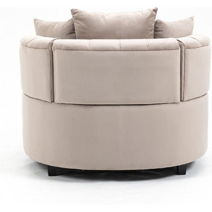 Accent Chair / Classical Barrel Chair for living room / Modern Leisure Sofa Chair (Khaki)