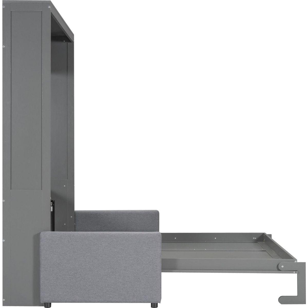 Queen Size Murphy Bed Wall Bed with Cushion,Gray