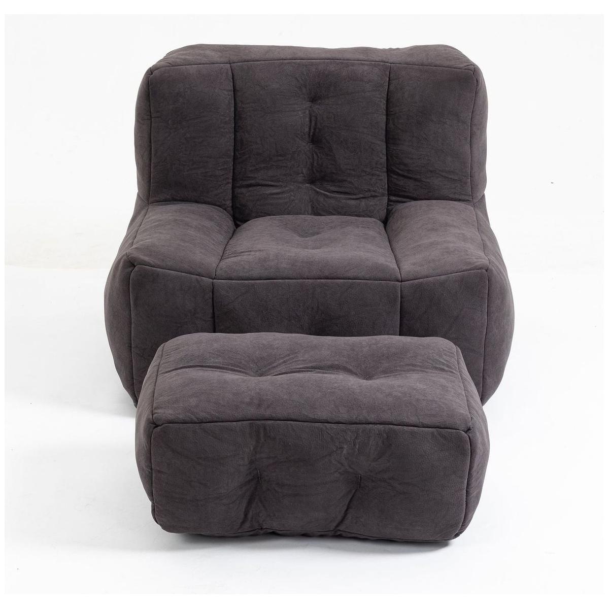 Fluffy bean bag chair, comfortable bean bag for adults and children, super soft lazy sofa chair with memory foam and ottoman, indoor modern focus bean bag chair for living room, bedroom, apartment