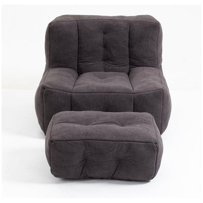 Fluffy bean bag chair, comfortable bean bag for adults and children, super soft lazy sofa chair with memory foam and ottoman, indoor modern focus bean bag chair for living room, bedroom, apartment