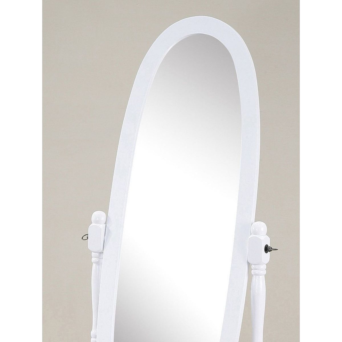 Traditional Queen Anna Style Wood Floor Cheval Mirror, White Finish