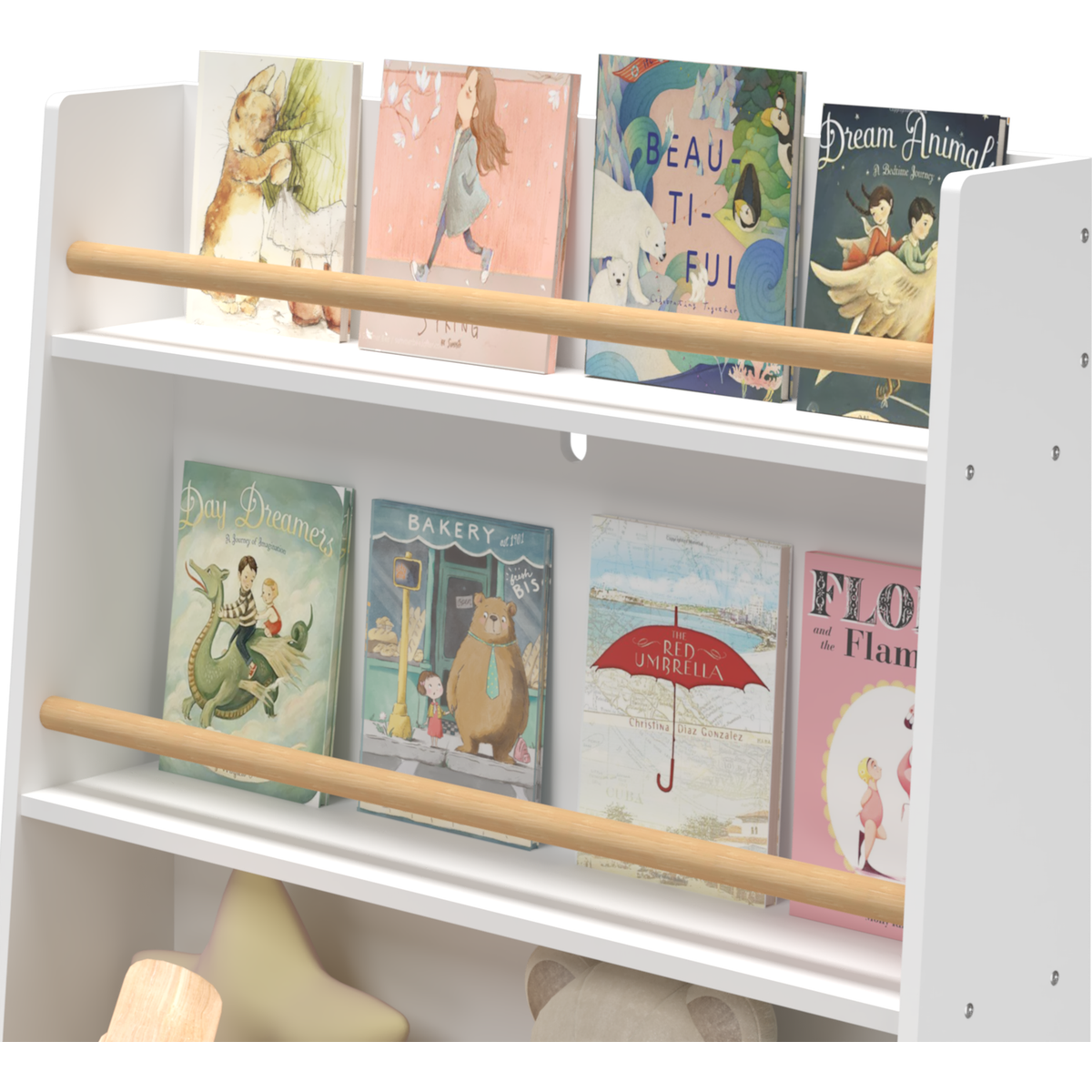 Kids Bookshelf, Book and Magazine Rack, Book Organizer, toy Storage Cabinet Organizer, White