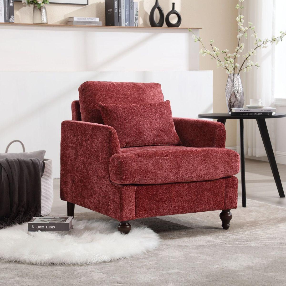 Wood Frame Armchair, Modern Accent Chair Lounge Chair for Living Room