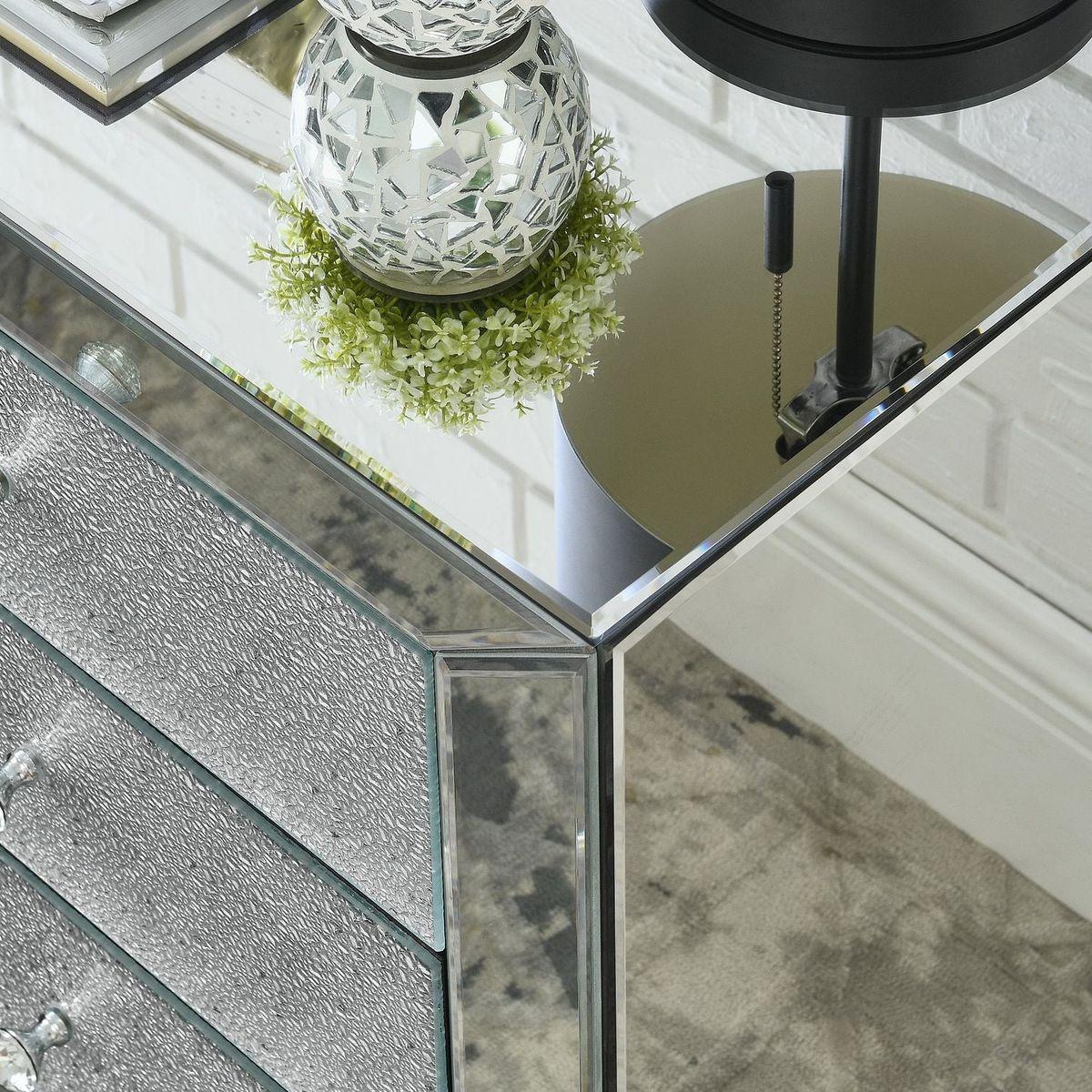 Classic bedroom elegant bedside table, 1 piece of 3 drawer mirrored bedside table