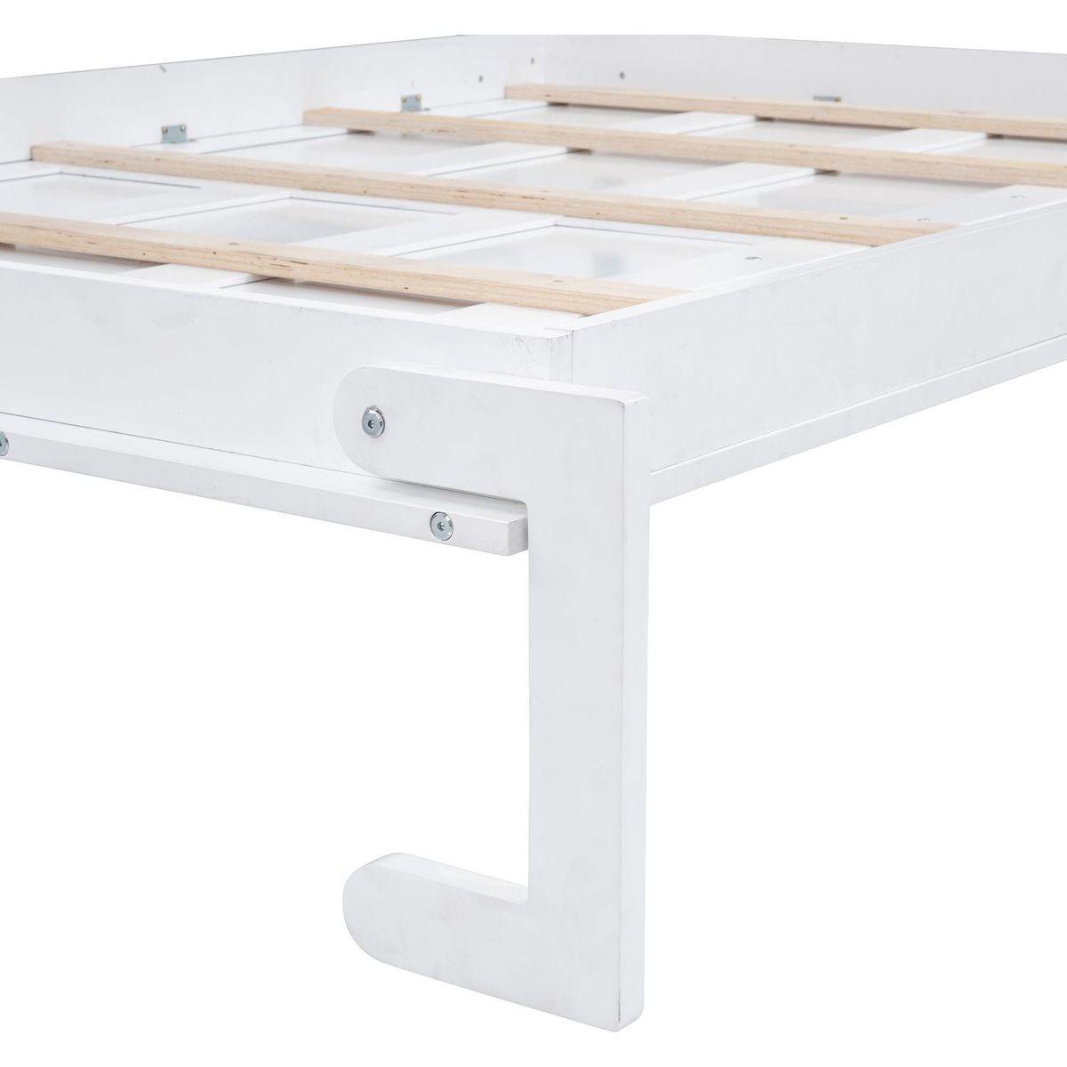 Queen Size Murphy Bed Wall Bed with Top Cabinets,White