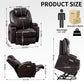 Up to 350lbs Okin Motor Power Lift Recliner Chair for Elderly, Heavy Duty Motion Mechanism with 8-Point Vibration Massage and Lumbar Heating, Two Cup Holders and USB Charge Port, Brown