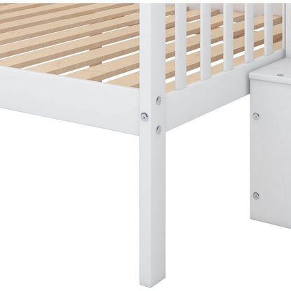 Twin over Full Stairway Bunk Bed with storage, White