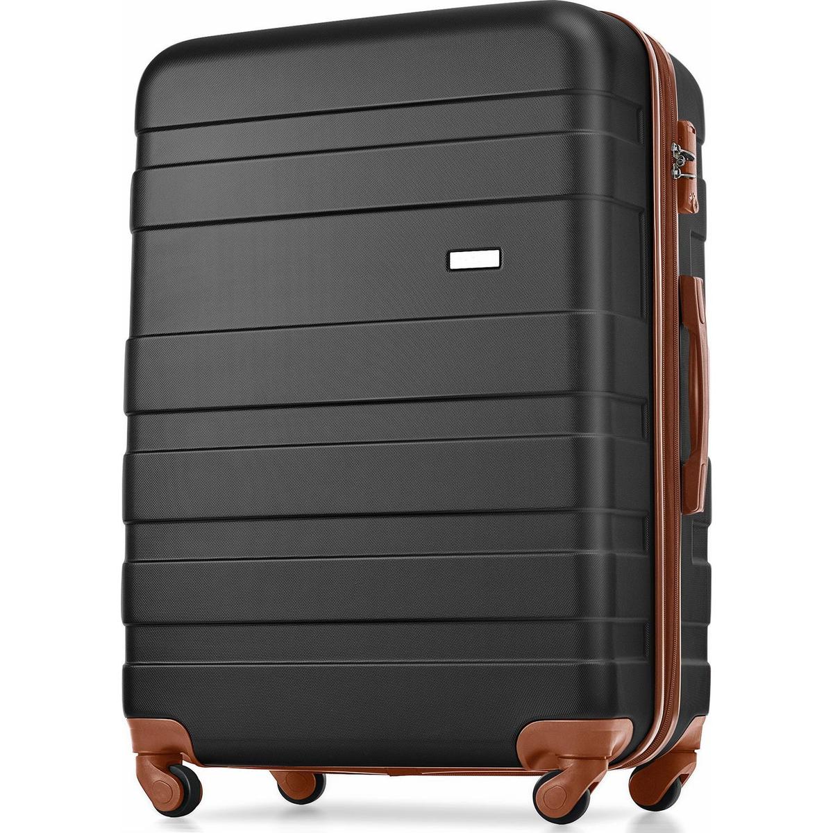 Luggage Sets New Model Expandable ABS Hardshell 3pcs Clearance Luggage Hardside Lightweight Durable Suitcase sets Spinner Wheels Suitcase with TSA Lock 20"24"28"(black and brown)