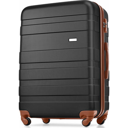 Luggage Sets New Model Expandable ABS Hardshell 3pcs Clearance Luggage Hardside Lightweight Durable Suitcase sets Spinner Wheels Suitcase with TSA Lock 20"24"28"(black and brown)