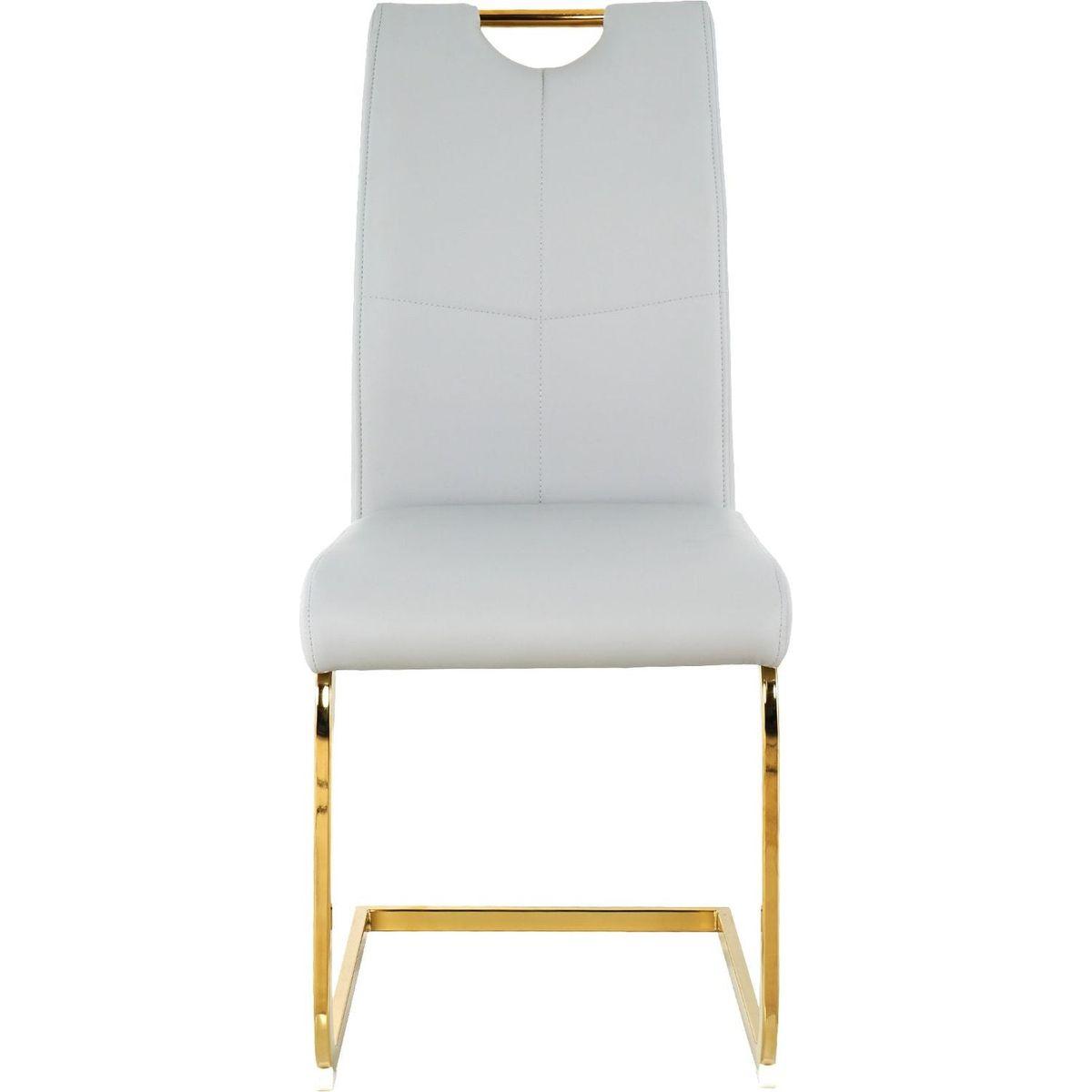 Modern Dining Chairs with Faux Leather Padded Seat Dining Living Room Chairs Upholstered Chair with gold Metal Legs Design for Kitchen, Living, Bedroom, Dining Room Side Chairs Set of 2