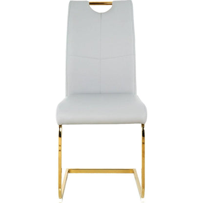 Modern Dining Chairs with Faux Leather Padded Seat Dining Living Room Chairs Upholstered Chair with gold Metal Legs Design for Kitchen, Living, Bedroom, Dining Room Side Chairs Set of 2