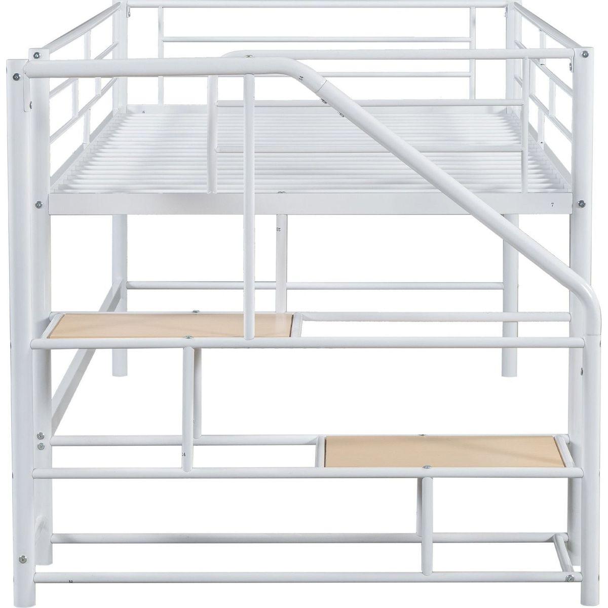 Mid Loft Bed with Storage stairs, Twin, White