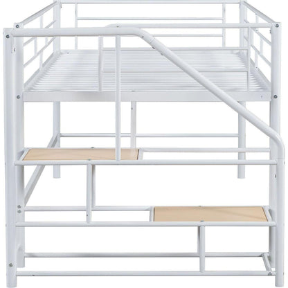 Mid Loft Bed with Storage stairs, Twin, White
