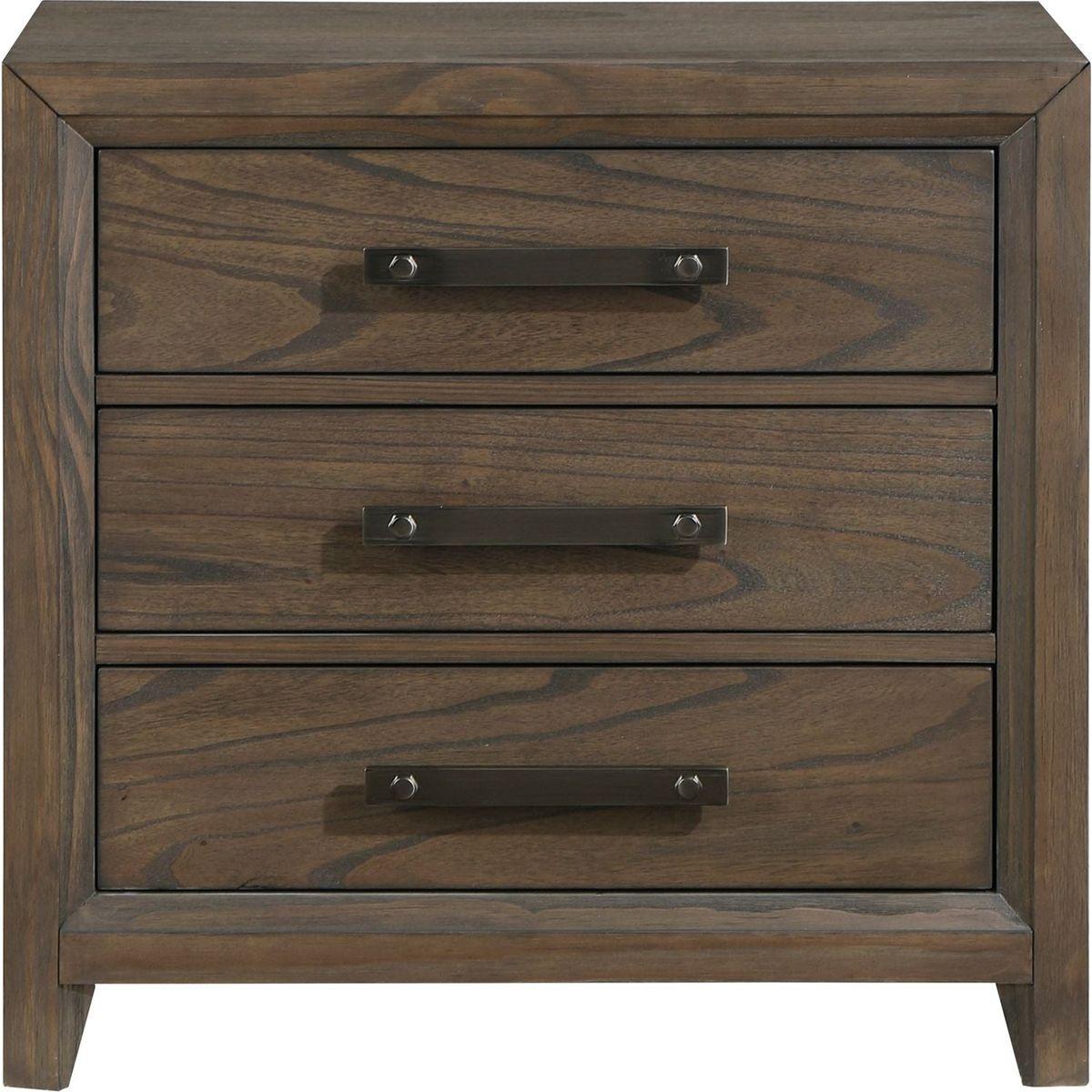 Dark Walnut Finish Nightstand of 3 Drawers Classic Design Bedroom Furniture 1pc