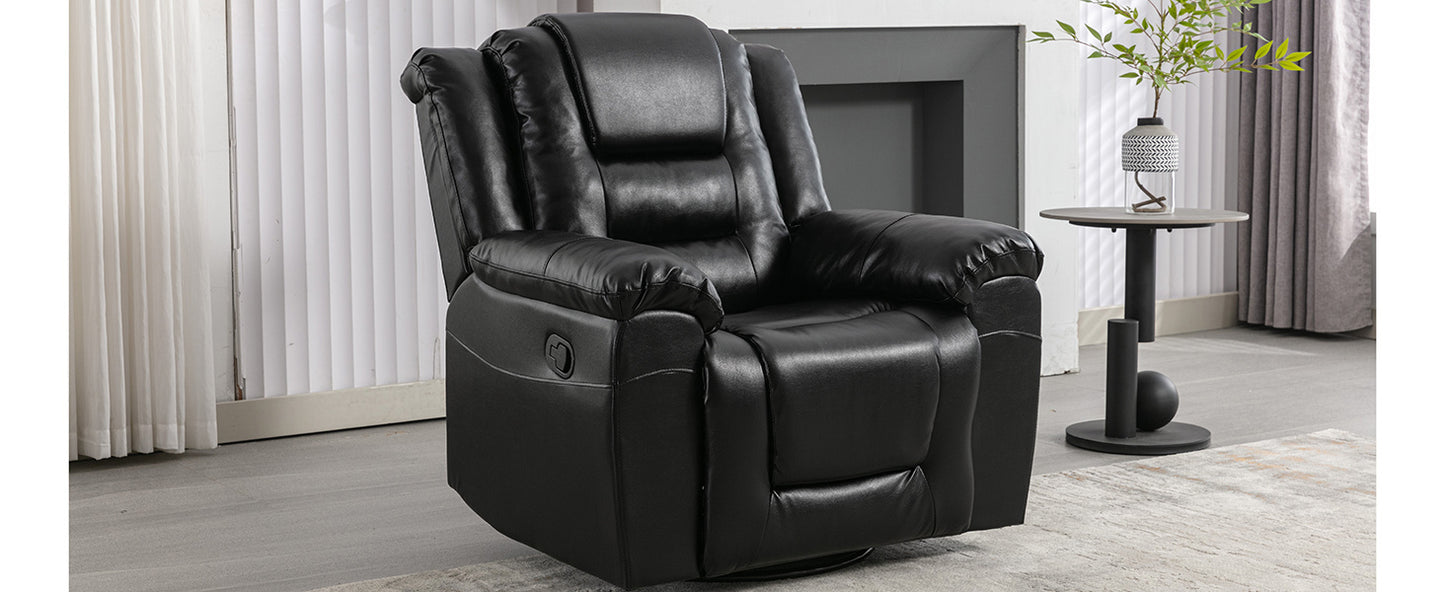 360Swivel and Rocking Home Theater Recliner Manual Recliner Chair with Wide Armrest for Living Room,Bedroom, Black