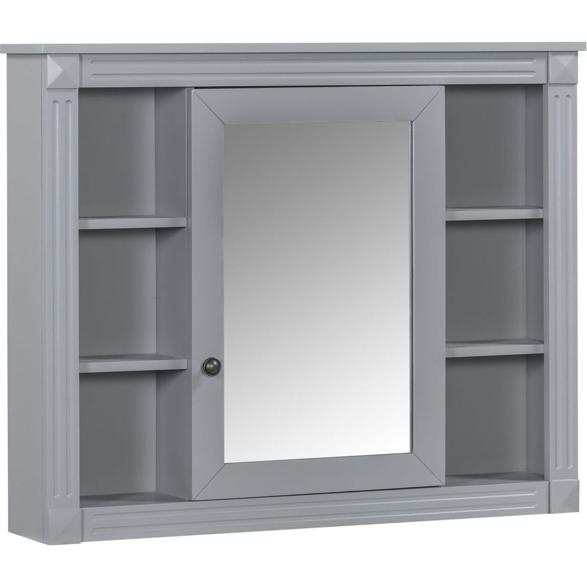 36" Bathroom Vanity with Top Sink, Grey Mirror Cabinet, Modern Bathroom Storage Cabinet with 2 Soft Closing Doors and 2 Drawers, Single Sink Bathroom Vanity