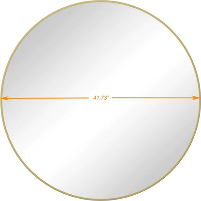 Wall Mirror 42 Inch Gold Circular Mirror Metal Framed Mirror Round Vanity Mirror Dressing Mirror, for Bathroom, Living Room, Bedroom Wall Decor