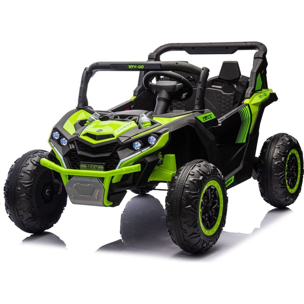 24V Two-Seater Kids Ride On UTV W/Parents Remote Control,Four-Wheel Suspension,Slow Start,Large wheel design,Anti-collision bar,Storage space,Music,USB,Bluetooth,Volume control,LED lights for Kids 3+.