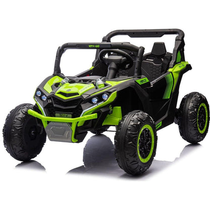24V Two-Seater Kids Ride On UTV W/Parents Remote Control,Four-Wheel Suspension,Slow Start,Large wheel design,Anti-collision bar,Storage space,Music,USB,Bluetooth,Volume control,LED lights for Kids 3+.