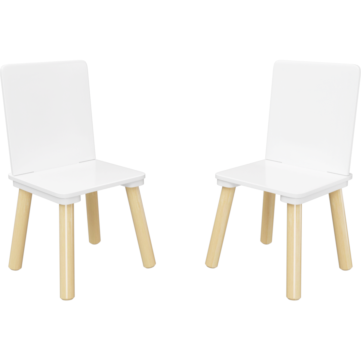 Kids Table and 2 Chairs Set, 3 Pieces Toddler Table and Chair Set, Wooden Activity Play Table Set (White)