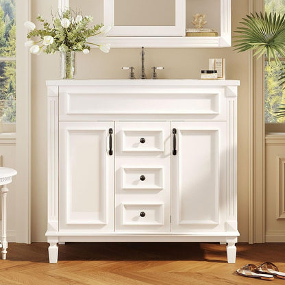 36" Bathroom Vanity with Top Sink, Modern Bathroom Storage Cabinet with 2 Soft Closing Doors and 2 Drawers, Single Sink Bathroom Vanity