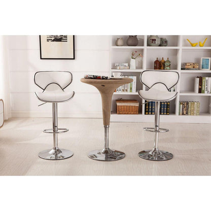 Masaccio Upholstery Airlift Adjustable Swivel Barstool with Chrome Base, Set of 2, White