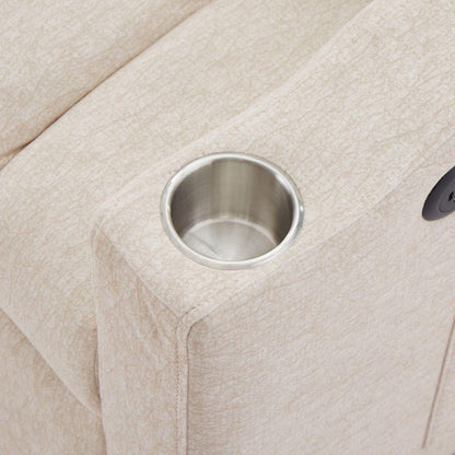 55.9" Convertible Sofa Bed Loveseat Sofa with Three USB Ports, Two Side Pockets, Two Cup Holders and 360Swivel Phone Holder for Living Room, Beige