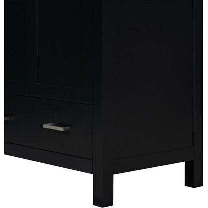 30" Black Bathroom Vanity with Single Sink, Combo Cabinet Undermount Sink, Bathroom Storage Cabinet with 2 Doors and a Drawer, Soft Closing, Multifunctional Storage, Solid Wood Frame