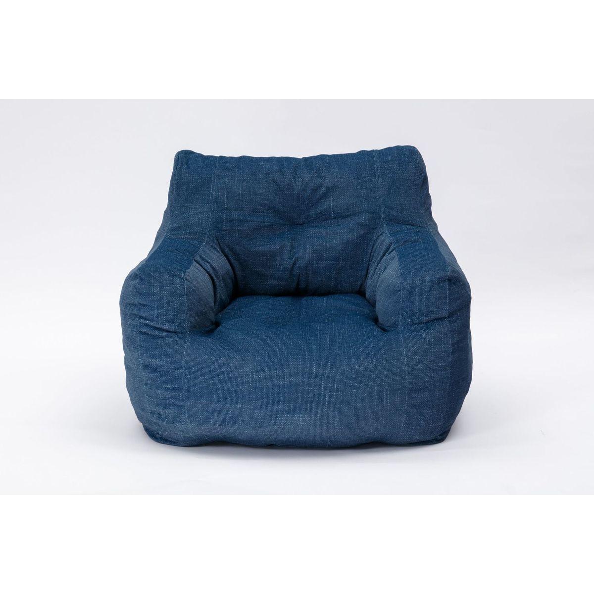 Soft Cotton Linen Fabric Bean Bag Chair Filled With Memory Sponge,Blue