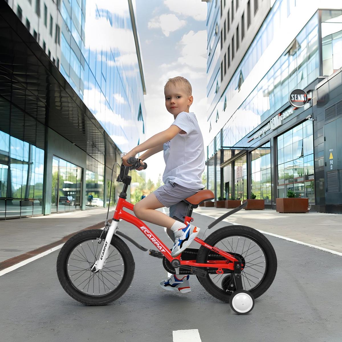 Kids Bike 14 inch for Boys & Girls with Training Wheels, Freestyle Kids' Bicycle with fender.