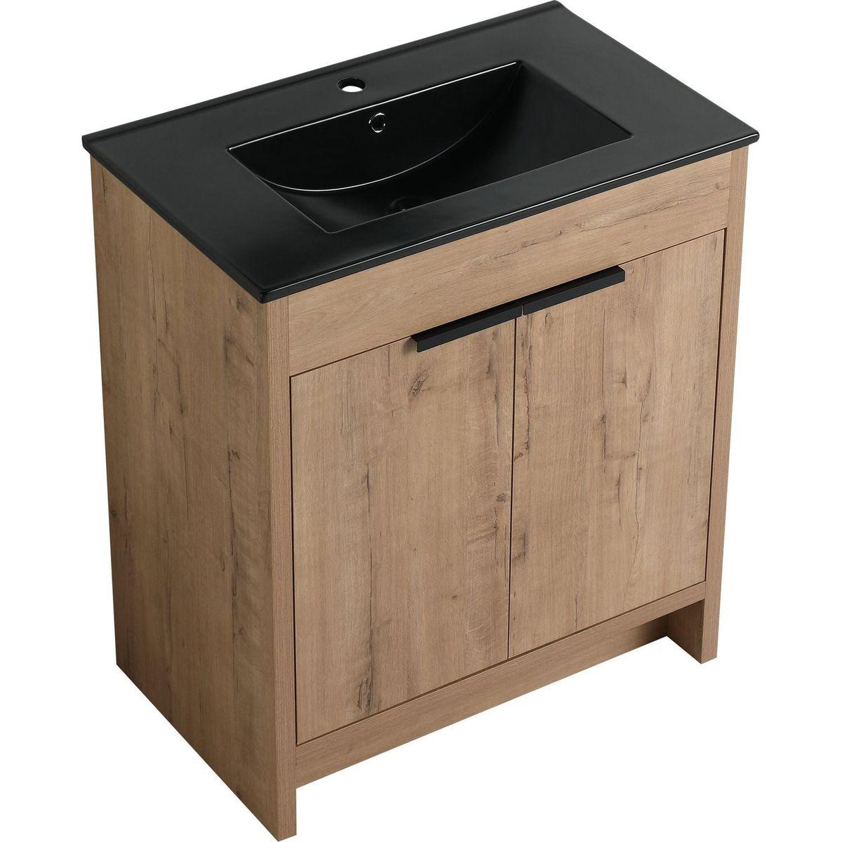 30" Freestanding Bathroom Cabinet With Basin & 2 Soft-Close Cabinet Doors ((KD-PACKING),BVB02430IMO-