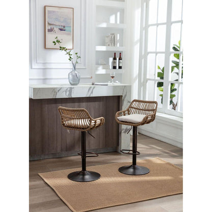 Swivel Bar Stools Set of 2 Adjustable Counter Height Chairs with Footrest for Kitchen, Dining Room 2PC/SET