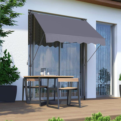 Manual Retractable Awning-78" Non-Screw Outdoor Sun Shade Cover with UV Protection "100% Polyester Made Outdoor Canopy Adjustable Patio Door Window Awning Canopy Sun Shade Curtain for Backyard,Gary