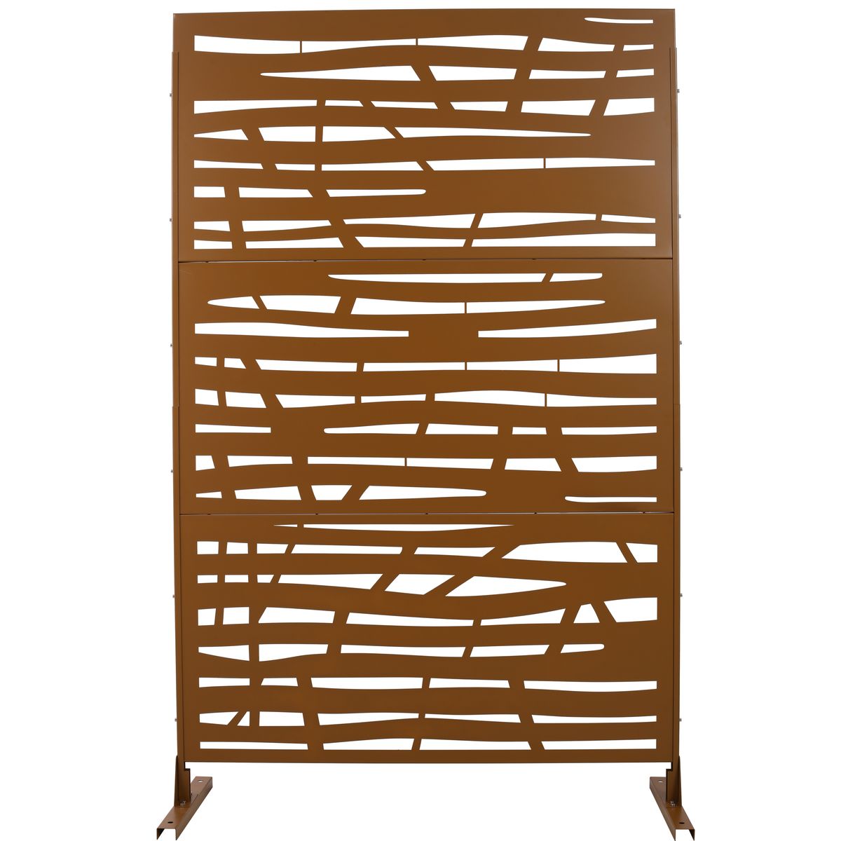 Outdoor & Indoor Metal Privacy Screen 76' H×48' W, Freestanding Decorative Screen for Deck Balcony Patio in Brown