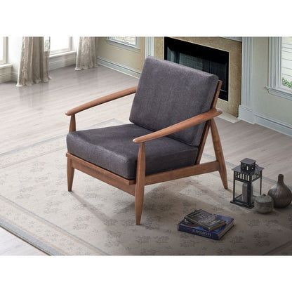 Alisa Accent Chair, Charcoal Fabric & Brown Finish