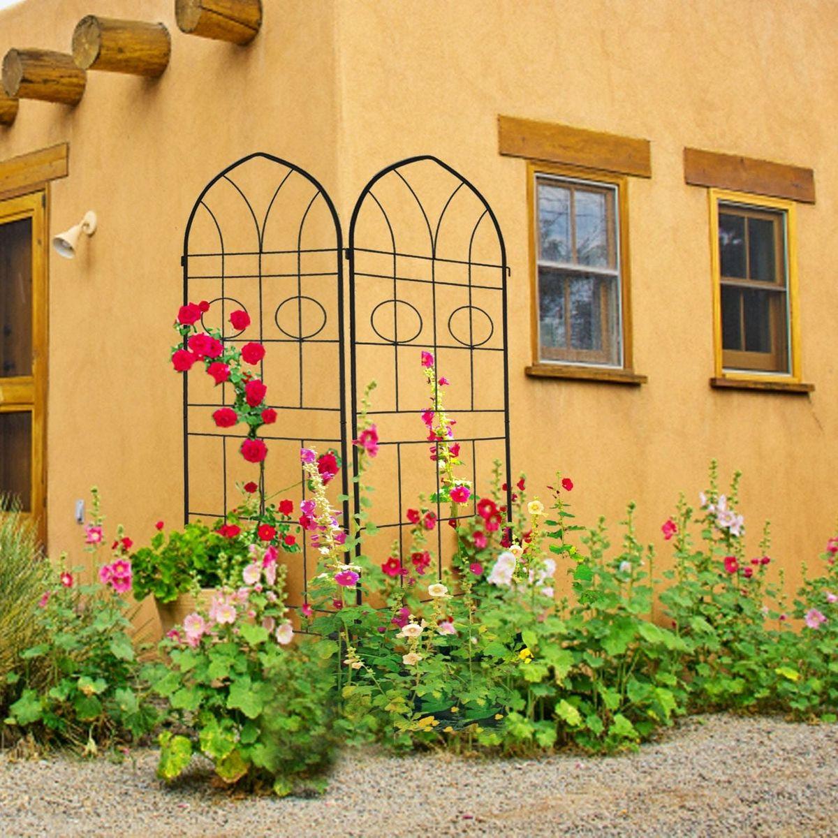 4 Pack Metal Garden Trellis 78.7" x 19.7" Rustproof Trellis for Climbing Plants Outdoor Flower Support Black