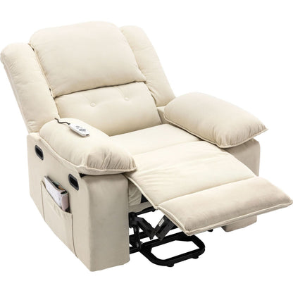 Massage Recliner,Power Lift Chair for Elderly with Adjustable Massage and Heating Function,Recliner Chair with Infinite Position and Side Pocket for Living Room, Beige