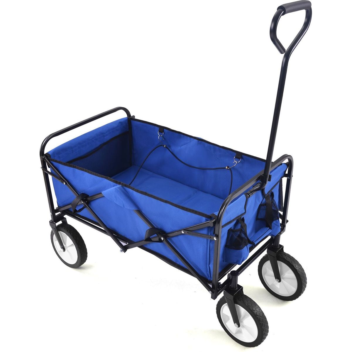 Folding Wagon Garden Shopping Beach Cart (Blue)