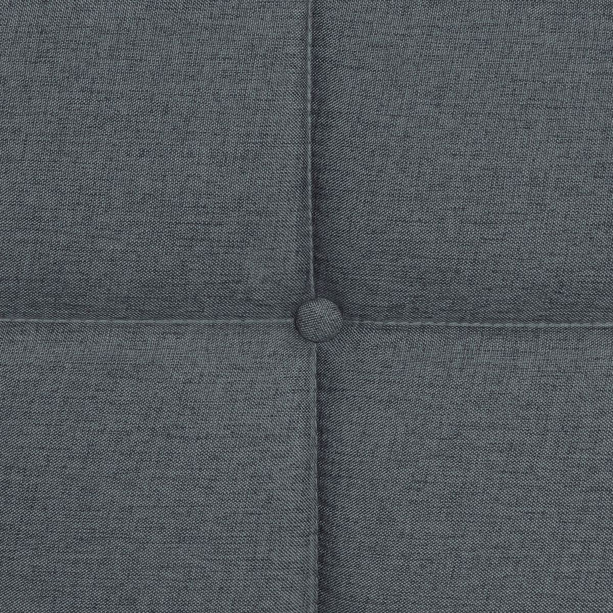 Queen Size Upholstered Platform Bed Frame with Modern Button Tufted Linen Fabric Headboard, No Box Spring Needed, Wood Slat Support, Easy Assembly, Drak Grey