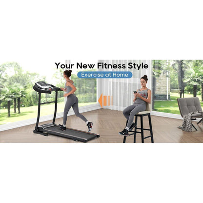 NEW Home Folding Treadmill with Pulse Sensor, 2.5 HP Quiet Brushless Motor, 7.5 MPH, 300LBS Weight Capacity Walking Jogging Machine with 3 Level Incline 12 Preset Programs for Home Gym