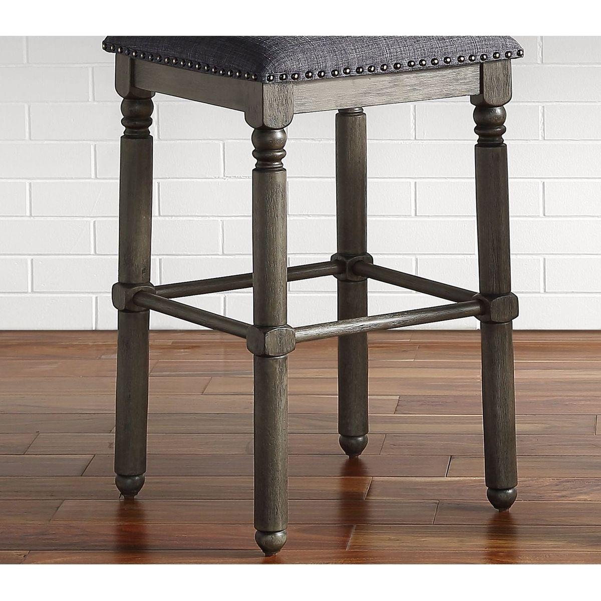 Arnhem Wood Upholstered Swivel Counter Height Stool, Set of 2, Grey