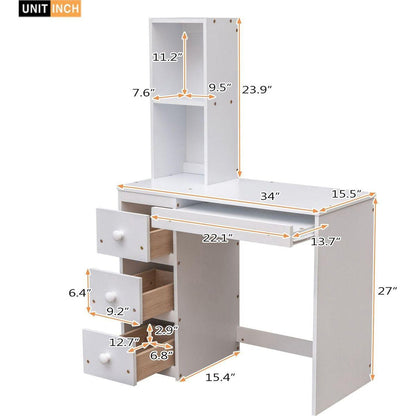Twin Size Loft Bed with a Stand-alone Bed, Storage Staircase, Desk, Shelves and Drawers, White