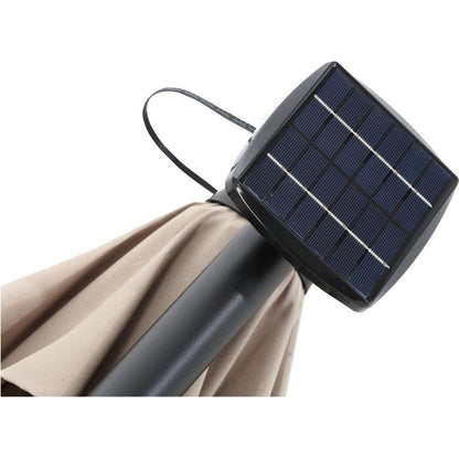 10ft Solar LED Offset Hanging Market Patio Umbrella (khaki)