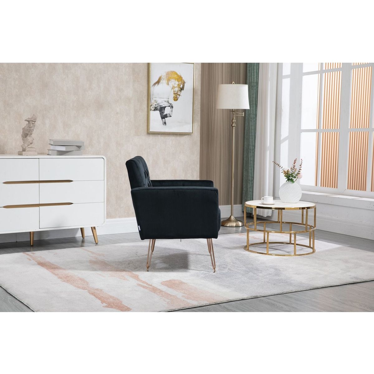 Accent Chair, leisure single sofa with Rose Golden feet