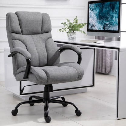 Vinsetto 500lbs Big and Tall Office Chair with Wide Seat, Ergonomic Executive Computer Chair with Adjustable Height, Swivel Wheels and Linen Finish, Light Grey