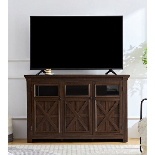 Farmhouse Sideboard Buffet Cabinet with Storage with 3 Doors, Kitchen Storage Cabinet, Coffee Bar Cabinet with Adjustable Shelf for Kitchen, Living Room, L68.35''*W15.35'*H34.65', Espresso
