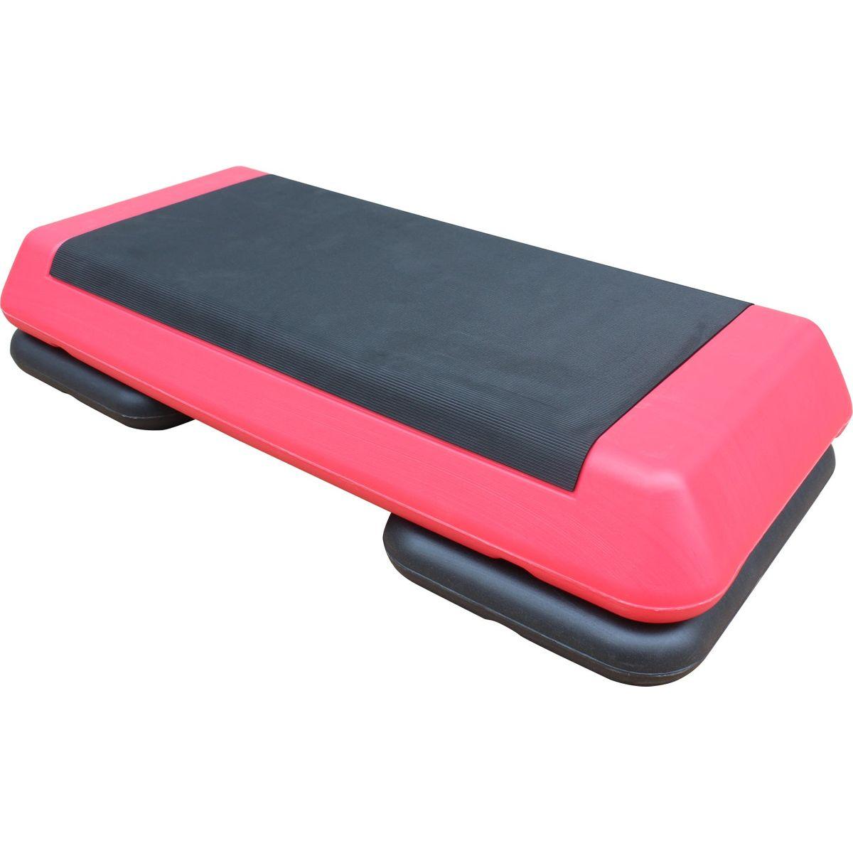 Adjustable Workout Aerobic Stepper in Fitness & Exercise Step Platform Trainer Red Black with 2 Risers